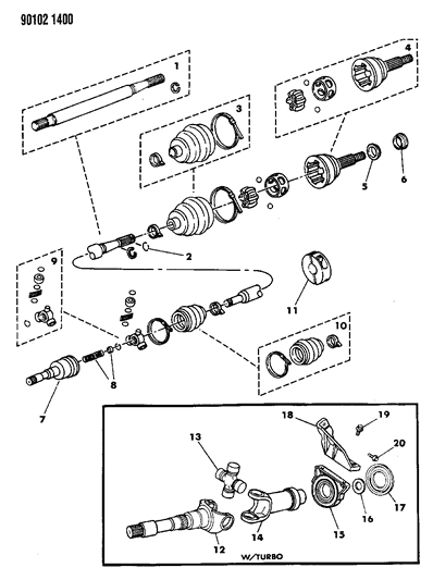 1990 Chrysler LeBaron GTC Shaft - Front Drive Diagram