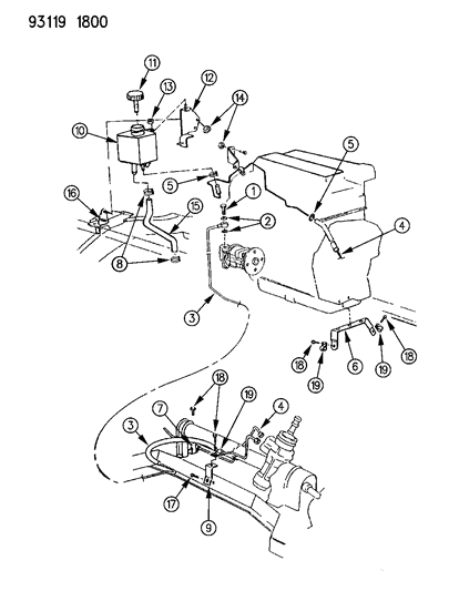 1993 Chrysler Town & Country Power Steering Hoses Diagram 2