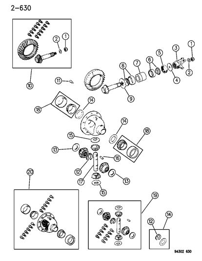 1994 Dodge Ram 2500 Differential - Front Axle Diagram 2