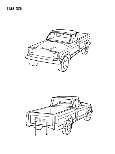 1984 Jeep J20 Decals, Exterior Diagram 4