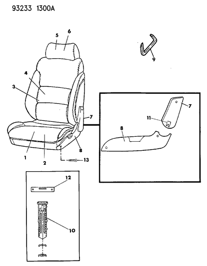 1993 Chrysler LeBaron GTC Front Seat Diagram 3
