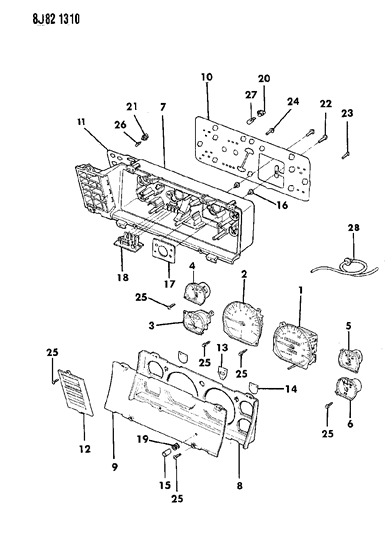 1990 Jeep Comanche Instrument Cluster Diagram 1