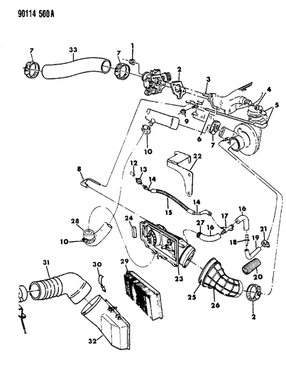 1990 Chrysler LeBaron GTC Air Cleaner Diagram 2
