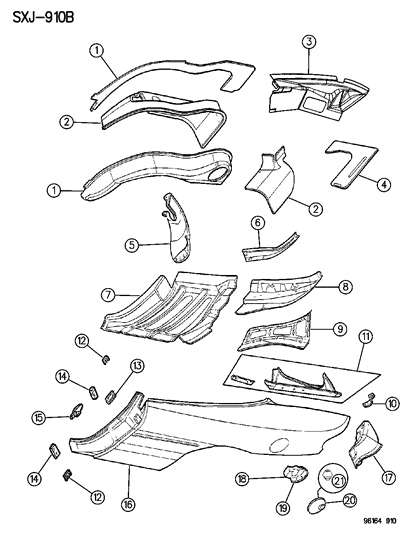 1996 Chrysler Sebring Quarter Panel Diagram 2