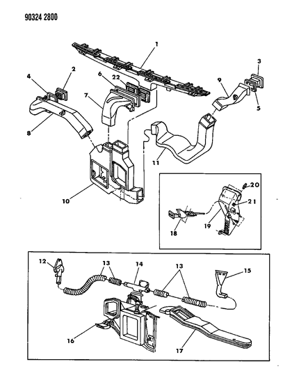 1993 Dodge Dakota Air Ducts, Outlets & Demister System Diagram