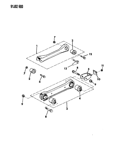 1992 Jeep Cherokee Suspension Arms, Front Diagram