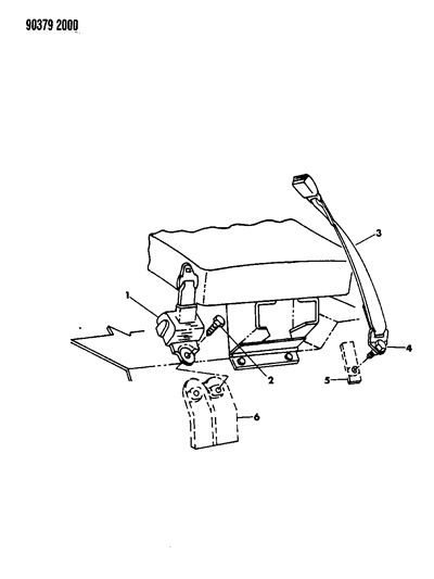 1991 Dodge W250 Belts - Rear Jump Seat Diagram