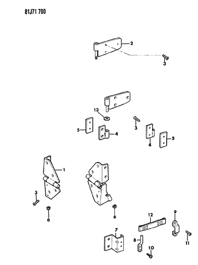 1986 Jeep Wrangler Hinges - Front Door Diagram