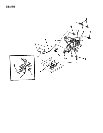 1989 Chrysler LeBaron GTC Lever - Parking Brake Diagram