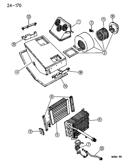 1996 Dodge Ram Van Rear A/C & Heater Unit Diagram