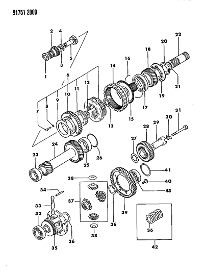 1991 Dodge Stealth Power Train Automatic Transaxle Diagram 1