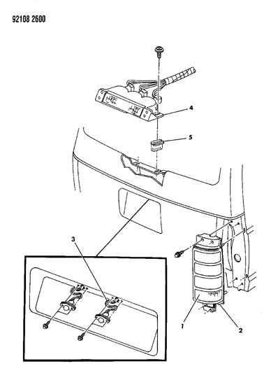 1992 Chrysler Town & Country Lamps & Wiring - Rear Diagram