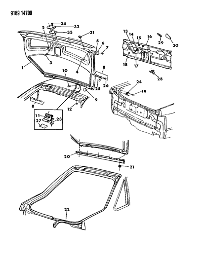 1989 Chrysler LeBaron GTS Liftgate Panel Diagram