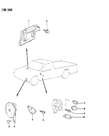 1987 Dodge Ram 50 Horn - Relay - Flasher Diagram