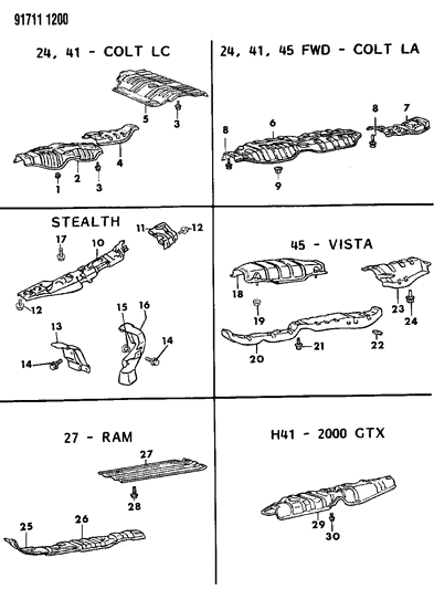 1991 Dodge Ram 50 Heat Shields - Exhaust Diagram