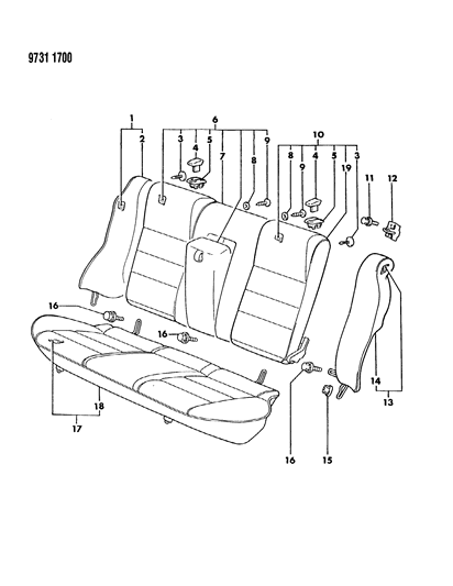 1989 Dodge Colt Rear Seat Diagram 2