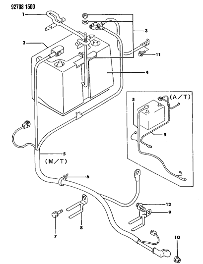 1994 Dodge Stealth Battery Trays & Cables Diagram