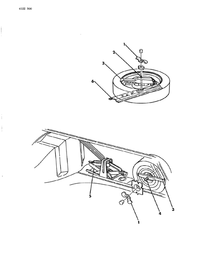 1984 Dodge 600 Spare Tire & Jack Stowage Diagram 2