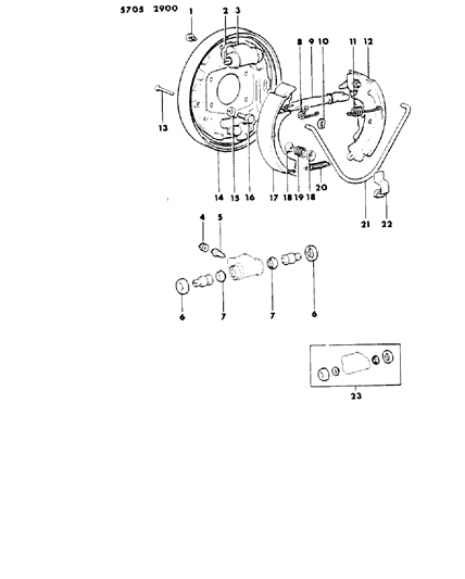 1986 Dodge Colt Brakes, Rear Diagram