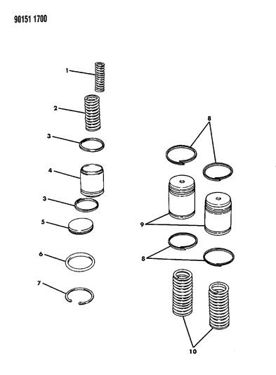 1990 Dodge Shadow Accumulator Piston & Spring Diagram