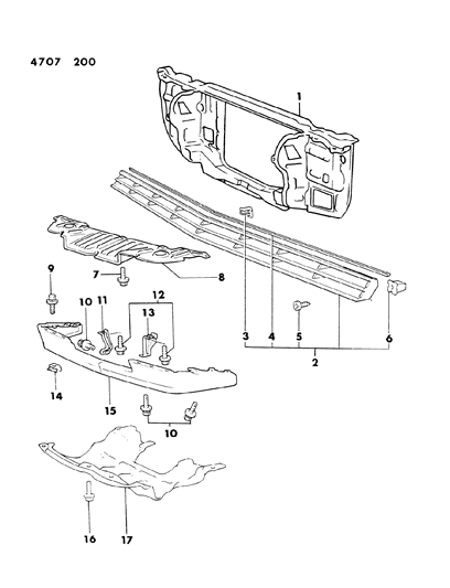 1984 Dodge Conquest Grille & Related Parts Diagram