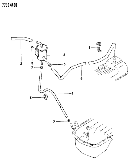 1987 Dodge Colt Oil Separator & Engine Breather Diagram 2