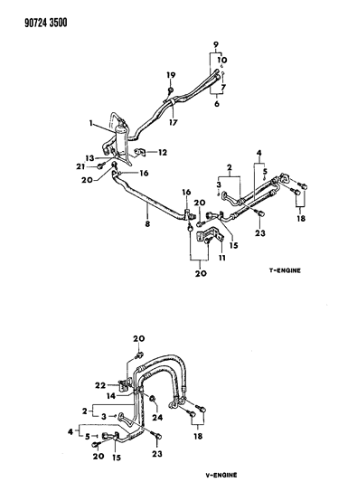 1990 Dodge Ram 50 Plumbing - A/C Diagram