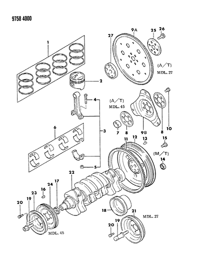 1989 Dodge Ram 50 Crankshaft & Piston Diagram 2