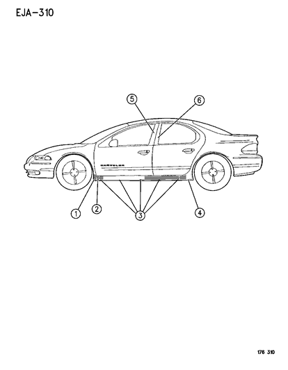 1996 Chrysler Cirrus Tape Anti-Chip Diagram