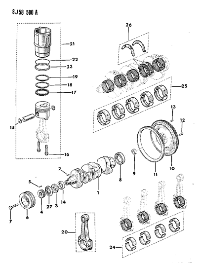 1989 Jeep Cherokee Crankshaft & Piston Diagram 1