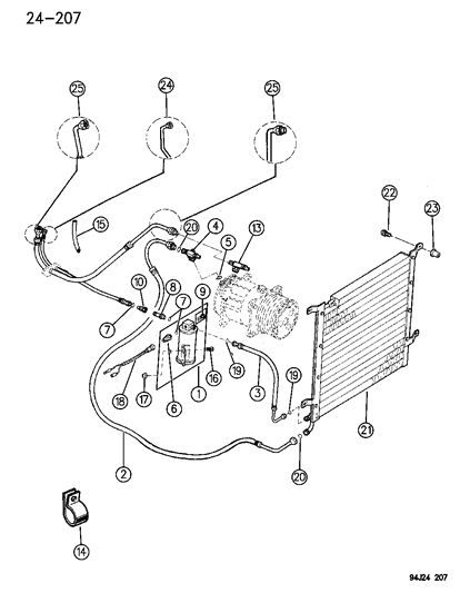 1995 Jeep Wrangler Core, Condenser Diagram for 55036212