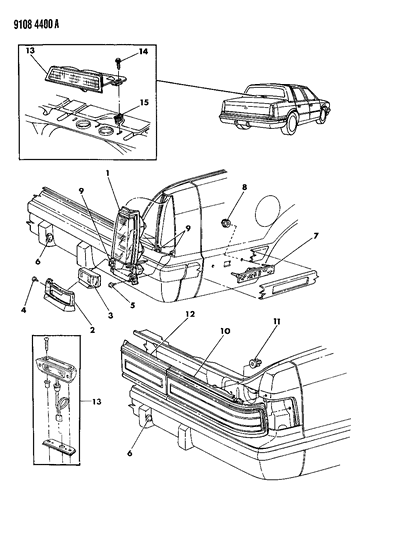 1989 Chrysler New Yorker Lamps & Wiring - Rear Diagram