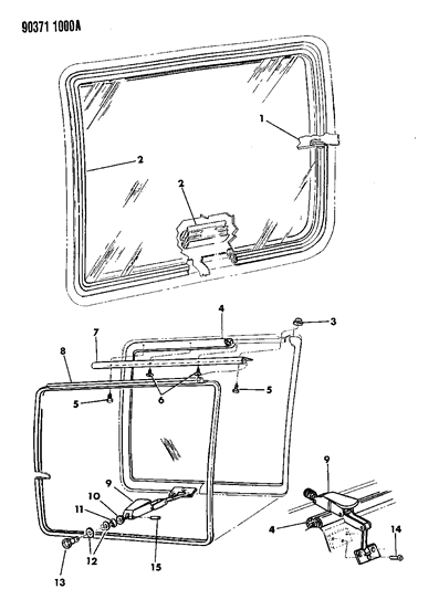 1990 Dodge Ram Van Glass & Weatherstrips Diagram