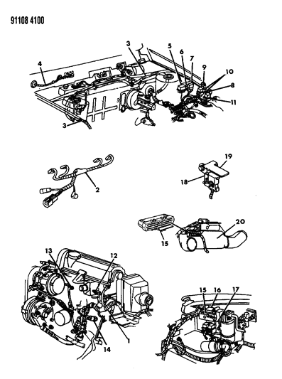 1991 Dodge Spirit Wiring - Engine - Front End & Related Parts Diagram