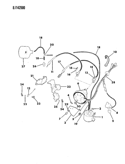 1987 Jeep J20 Speed Control - Engine Compartment Components Diagram