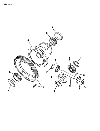 1984 Dodge 600 Convertible & Coupe Differential Automatic Transaxle Diagram