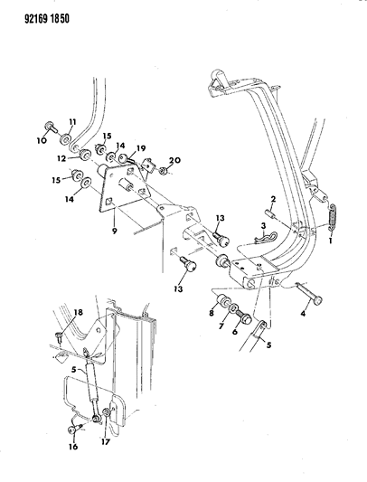 1992 Dodge Shadow Main Pivot Bracket Assembly Diagram