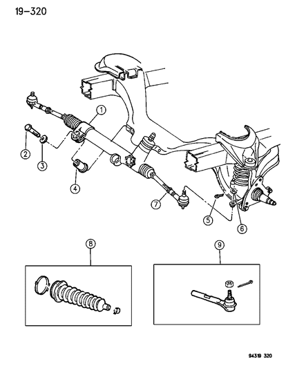 1994 Dodge Dakota Gear - Rack & Pinion Diagram