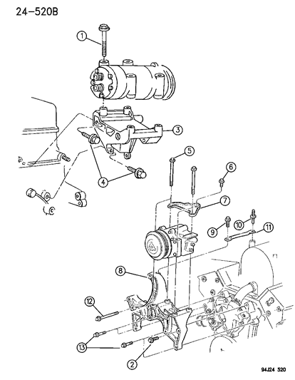 1996 Jeep Grand Cherokee Compressor & Mounting Diagram