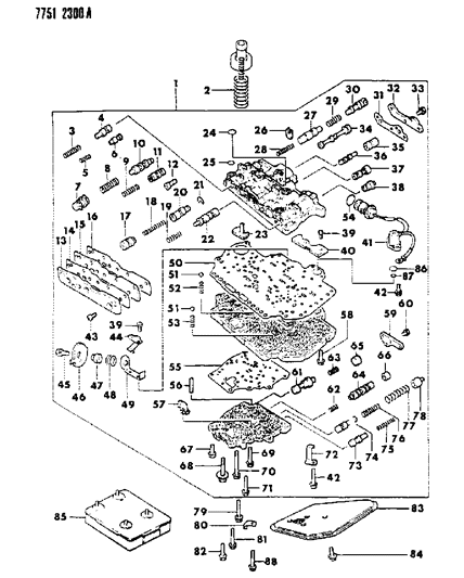 1988 Dodge Colt Valve Body & Components Diagram 2