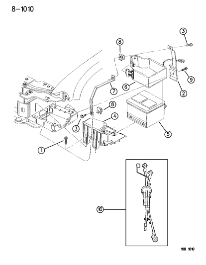 1996 Chrysler Cirrus Battery Trays & Cables Diagram