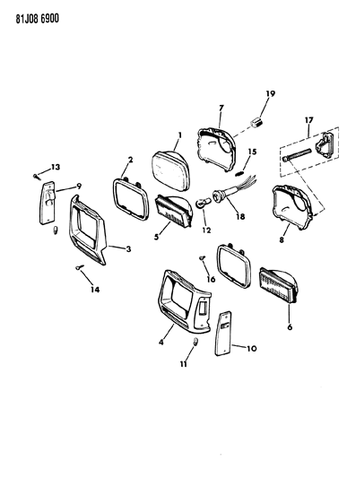 1984 Jeep Wrangler Lamp - Front Diagram