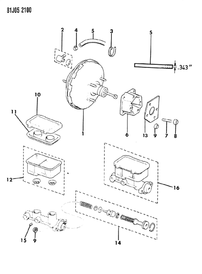 1984 Jeep J10 Booster & Master Cylinder Diagram