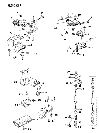 1993 Jeep Cherokee INSULATOR-Engine Mount Diagram for J3242728