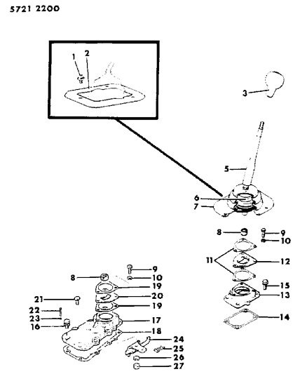 1986 Dodge Ram 50 Controls, Gearshift Diagram 1