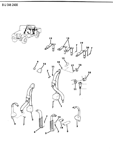 1986 Jeep Wrangler Seat Belts Diagram