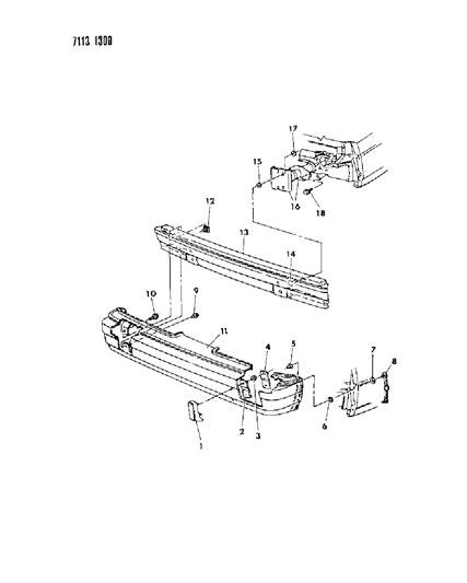 1987 Chrysler LeBaron Base Bumper, Rear Diagram 1