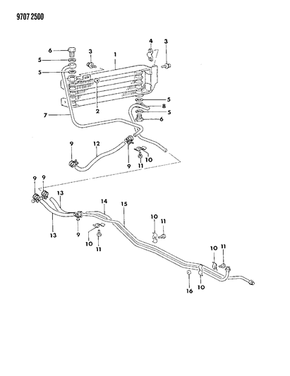 1989 Dodge Raider Oil Cooler & Lines Diagram