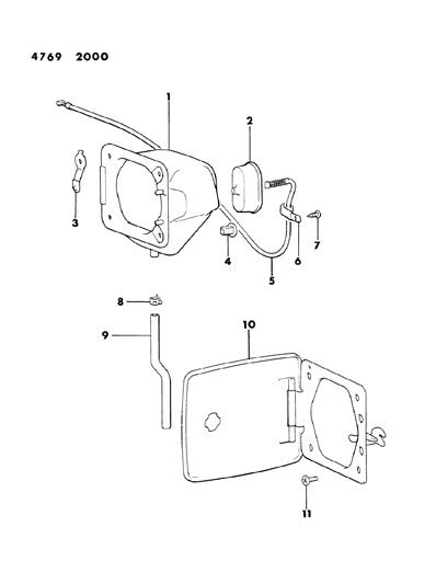 1984 Chrysler Conquest Fuel Filler Lid Diagram