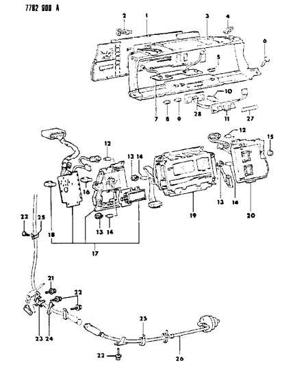 1988 Chrysler Conquest Cluster, Instrument Panel Electronic Diagram